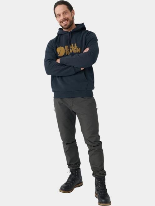 Fjallraven Fjällräven Logo Hoodie M férfi kapucnis pulóver sötétkék színben 2