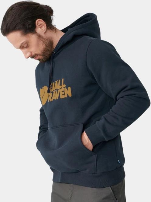 Fjallraven Fjällräven Logo Hoodie M férfi kapucnis pulóver sötétkék színben 4