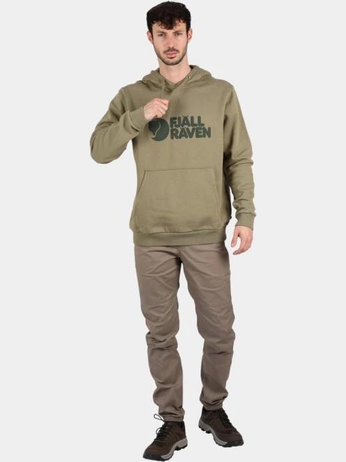 Fjallraven Fjällräven Logo Hoodie M férfi kapucnis pulóver oliva színben 5