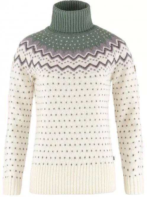 Fjallraven Övik Knit Roller Neck W női kötött pulóver fehér színben 2