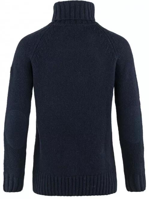 Fjallraven Övik Cable Knit Roller Neck W női kötött pulóver sötétkék színben 3