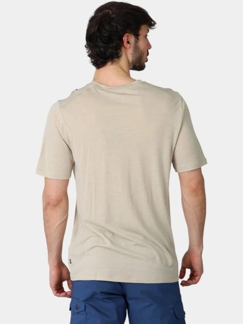 Fjallraven Abisko Wool Logo SS M férfi rövid ujjú sport póló homok színben 4