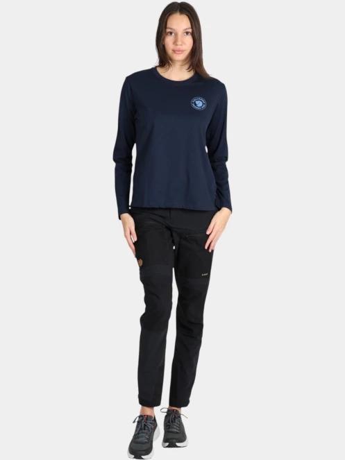 Fjallraven 1960 Logo T-shirt LS W női hosszú ujjú póló sötétkék színben 5