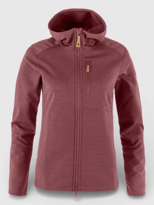 Fjallraven Keb Fleece Hoodie W férfi polár pulóver bordó színben 2