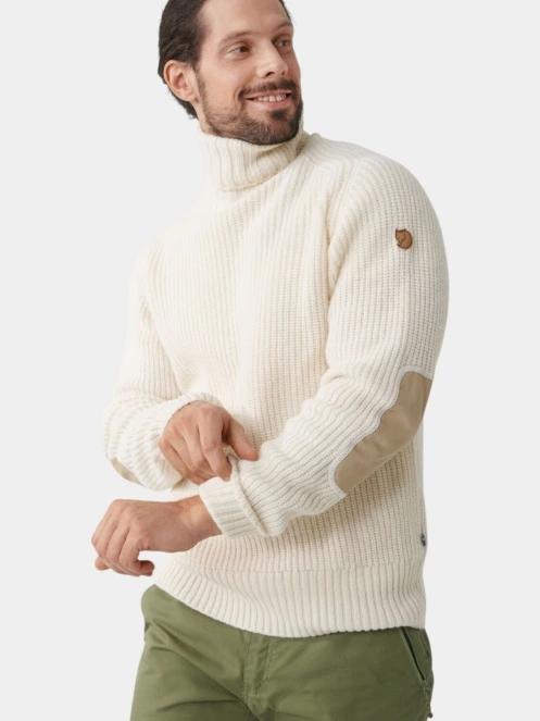 Fjallraven Övik Roller Neck Sweater M férfi kötött pulóver homok színben 2