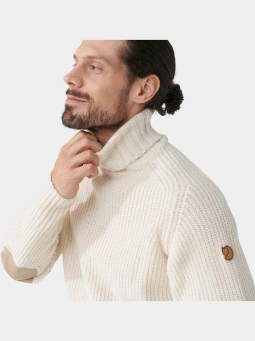 Fjallraven Övik Roller Neck Sweater M férfi kötött pulóver homok színben 5