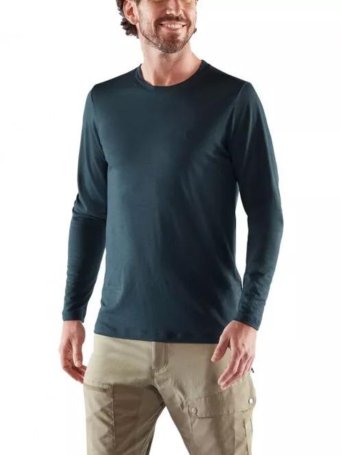 Fjallraven Abisko Wool LS M férfi hosszú ujjú sport póló sötétkék színben 2
