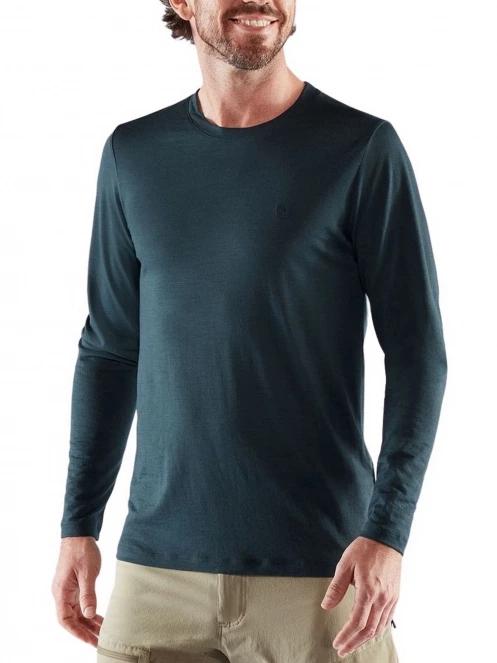 Fjallraven Abisko Wool LS M férfi hosszú ujjú póló sötétkék színben 2