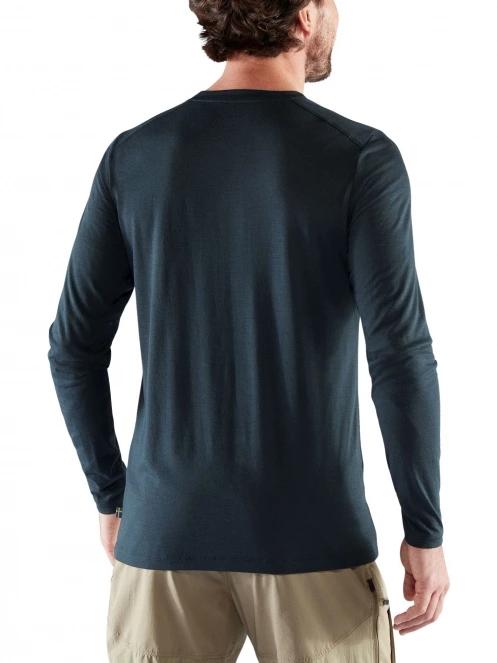 Fjallraven Abisko Wool LS M férfi hosszú ujjú póló sötétkék színben 4
