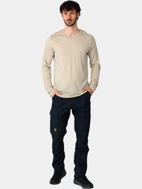 Fjallraven Abisko Wool LS M férfi hosszú ujjú sport póló homok színben 5