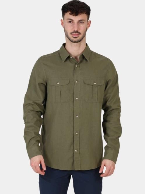 Fjallraven Övik Travel Shirt LS M férfi hosszú ujjú ing zöld színben 2