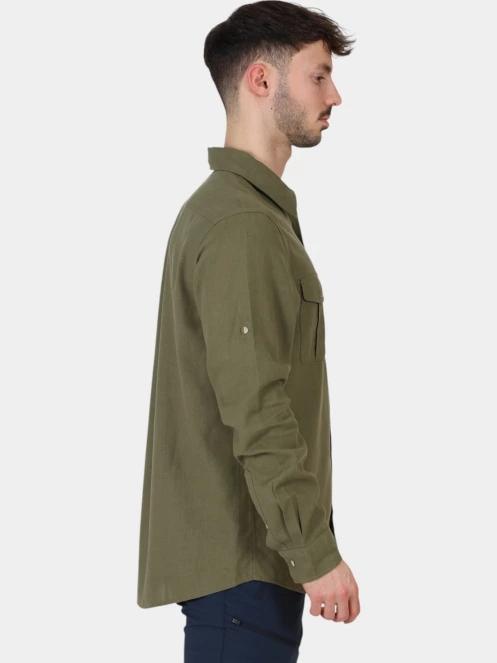 Fjallraven Övik Travel Shirt LS M férfi hosszú ujjú ing zöld színben 5