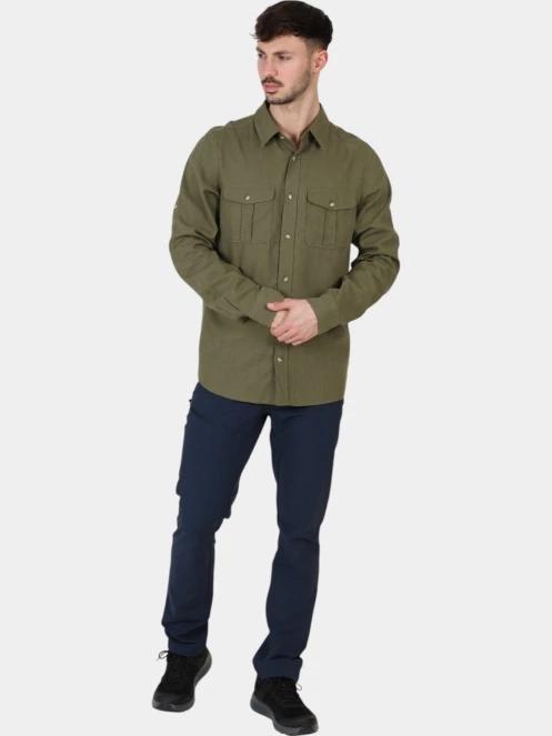 Fjallraven Övik Travel Shirt LS M férfi hosszú ujjú ing zöld színben 6