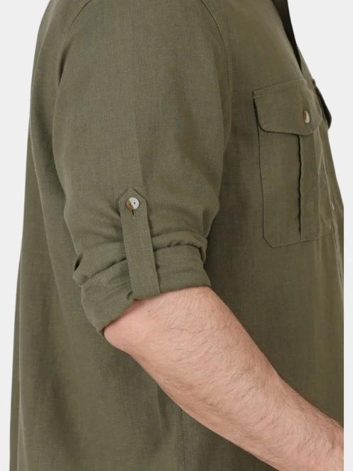 Fjallraven Övik Travel Shirt LS M férfi hosszú ujjú ing zöld színben 7