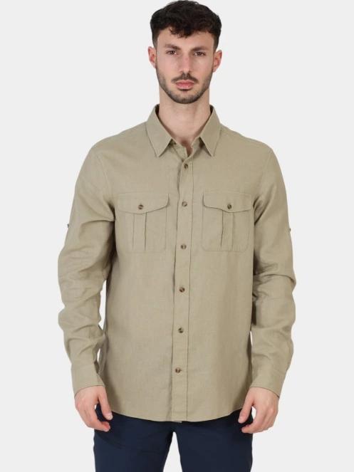Fjallraven Övik Travel Shirt LS M férfi hosszú ujjú ing homok színben 2