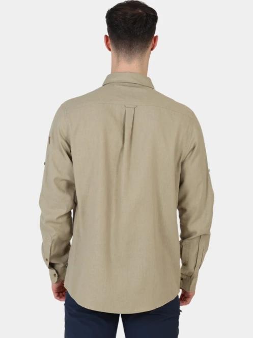 Fjallraven Övik Travel Shirt LS M férfi hosszú ujjú ing homok színben 4