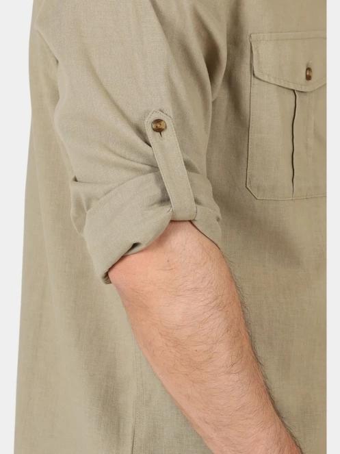 Fjallraven Övik Travel Shirt LS M férfi hosszú ujjú ing homok színben 7