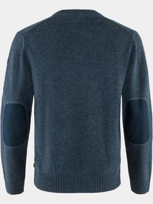Fjallraven Övik Round-neck Sweater M férfi kötött pulóver sötétkék színben 3