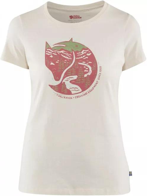 Fjallraven Arctic Fox Print T-shirt W női rövid ujjú póló fehér színben 2