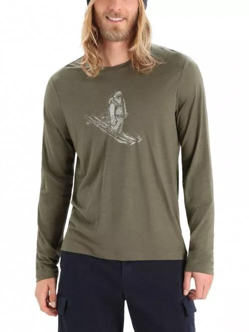 Icebreaker Men Tech Lite II LS Tee Skiing Yeti férfi hosszú ujjú póló oliva színben 2