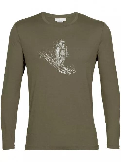 Icebreaker Men Tech Lite II LS Tee Skiing Yeti férfi hosszú ujjú póló oliva színben 4