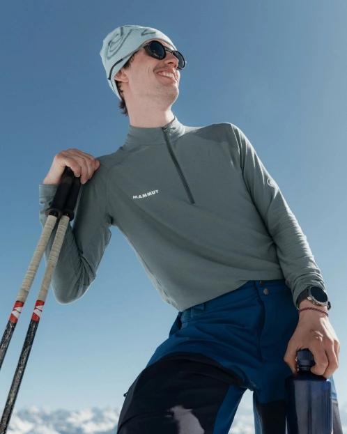 Mammut Tree Wool Thermal FL Half Zip Longsleeve férfi hosszú ujjú sport póló szürke színben 8