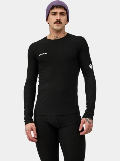 Mammut Tree Wool Thermal FL Longsleeve férfi hosszú ujjú sport póló fekete színben 2