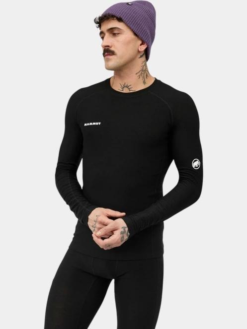Mammut Tree Wool Thermal FL Longsleeve férfi hosszú ujjú sport póló fekete színben 5
