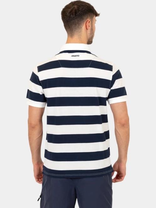 Musto M Original Striped Ss Polo férfi galléros póló sötétkék színben 4