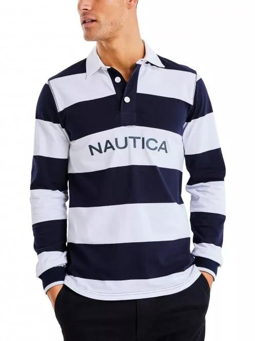 Nautica Delaney Rugby Shirt férfi hosszú ujjú galléros póló sötétkék színben 2