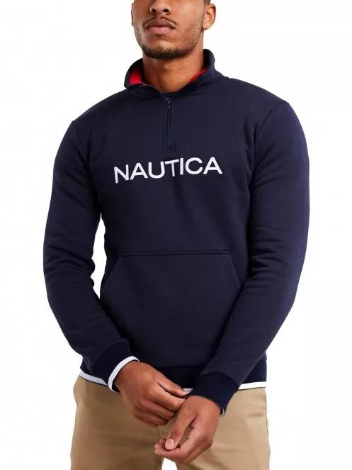 Nautica Conway 1/4 Zip Top férfi galléros pulóver sötétkék színben 2