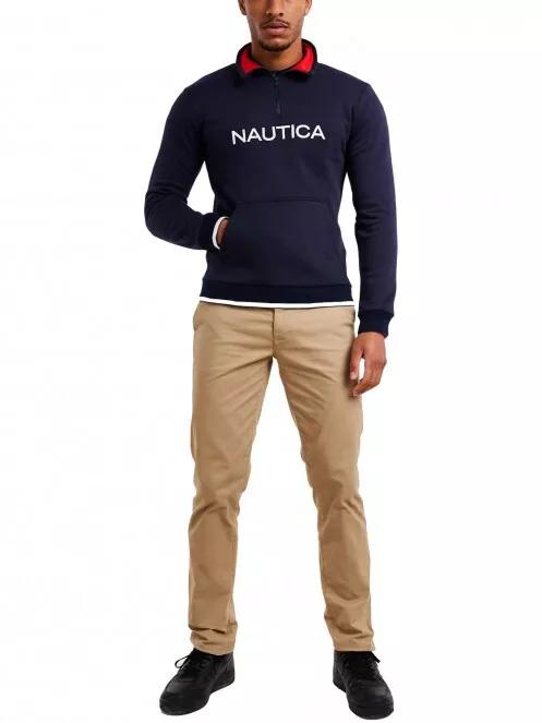 Nautica Conway 1/4 Zip Top férfi galléros pulóver sötétkék színben 5