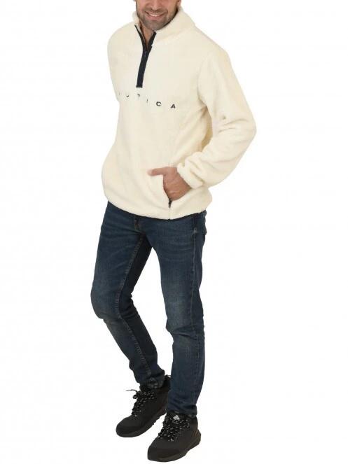 Nautica Nao 1/4 Zip Top férfi pulóver fehér színben 5