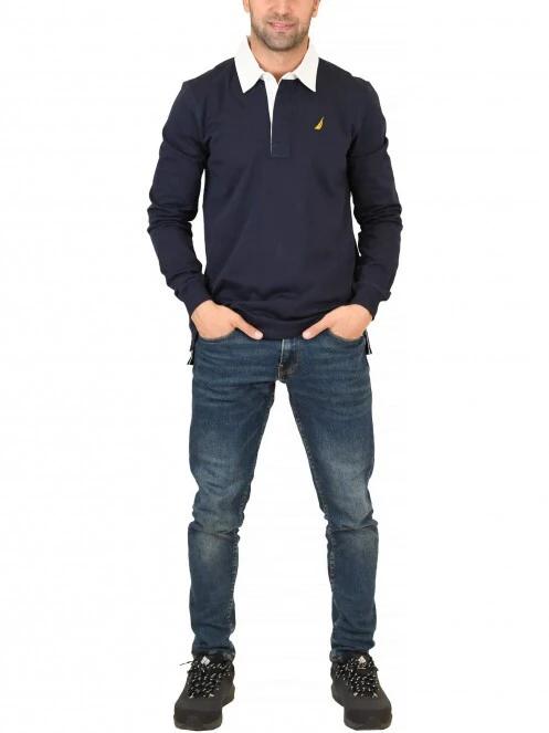 Nautica Tye Rugby Shirt férfi galléros póló sötétkék színben 5