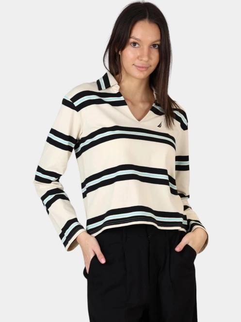 Nautica Salado LS Polo Shirt női hosszú ujjú galléros póló homok színben 5