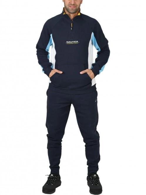 Nautica Metter 1/4 Zip Top férfi polár pulóver sötétkék színben 4