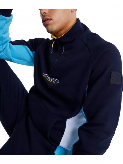 Nautica Metter 1/4 Zip Top férfi polár pulóver sötétkék színben 5