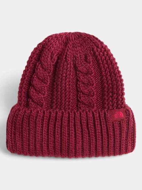 The North Face W Oh Mega Beanie női kötött sapka bordó színben 3