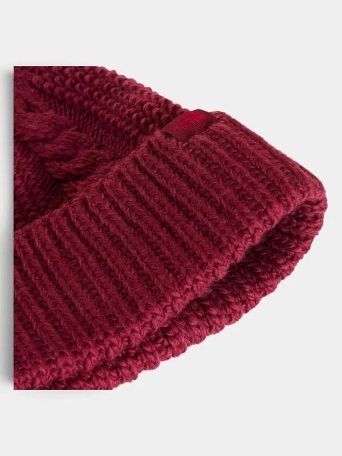 The North Face W Oh Mega Beanie női kötött sapka bordó színben 4