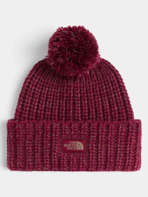 The North Face Cozy Chunky Cabin Beanie bojtos sapka bordó színben 2