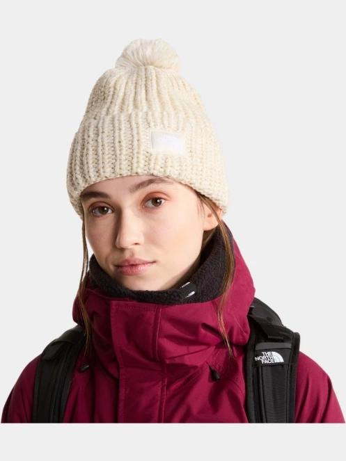 The North Face Cozy Chunky Cabin Beanie bojtos sapka homok színben 4