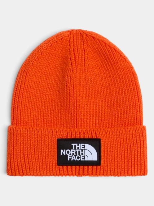The North Face Tnf Logo Box Cuffed Beanie kötött sapka narancssárga színben 2