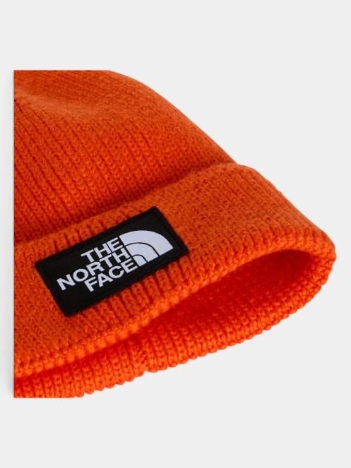 The North Face Tnf Logo Box Cuffed Beanie kötött sapka narancssárga színben 3