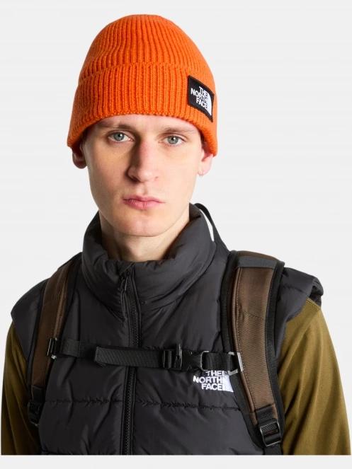 The North Face Tnf Logo Box Cuffed Beanie kötött sapka narancssárga színben 4