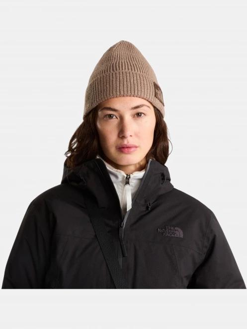 The North Face Tnf Logo Box Cuffed Beanie kötött sapka barna színben 4