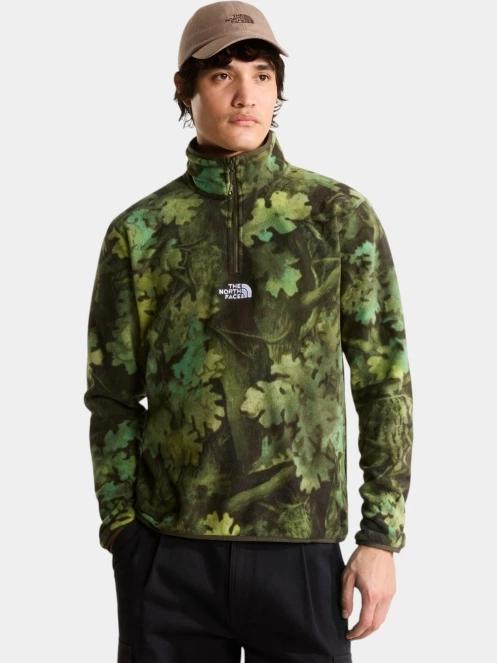 The North Face M Novelty Logo Glacier 1/4 Zip - Print férfi polár pulóver zöld színben 2