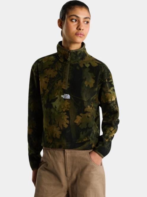 The North Face W Novelty Logo Glacier 1/4 Zip - Print férfi polár pulóver zöld színben 2