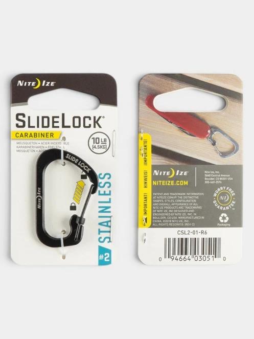 Niteize SlideLock® Carabiner Stainless Steel #2 karabiner fekete színben 4