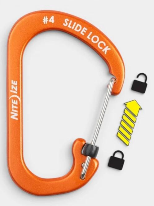 Niteize SlideLock® Carabiner Aluminum #4 karabiner narancssárga színben 2
