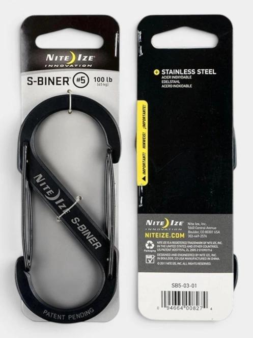 Niteize S-Biner® Stainless Steel Dual Carabiner #5 karabiner fekete színben 2